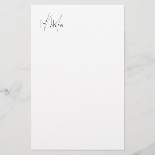 Mit Monogramm Minimalistischer Schlichter Name Briefpapier (Vorderseite)