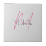 Mit Monogramm Minimalistischer Schlichter Name Fliese<br><div class="desc">Karo aus unseren modernen mimalistischen Vorlagen.</div>