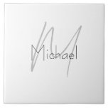 Mit Monogramm Minimalistischer Schlichter Name Fliese<br><div class="desc">Karo aus unseren modernen mimalistischen Vorlagen.</div>