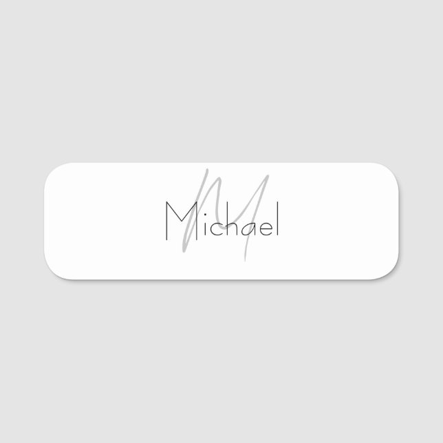 Mit Monogramm Minimalistischer Schlichter Name Namensschild (Vorderseite)