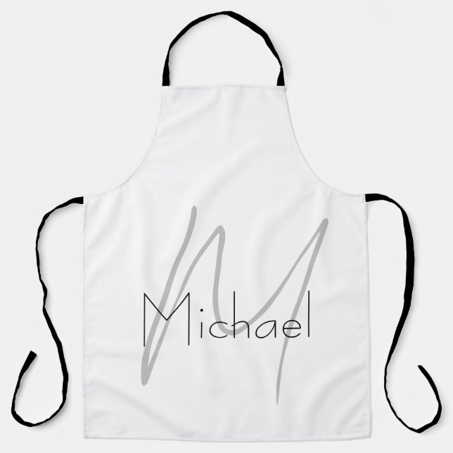 Mit Monogramm Minimalistischer Schlichter Name Schürze (Vorderseite)