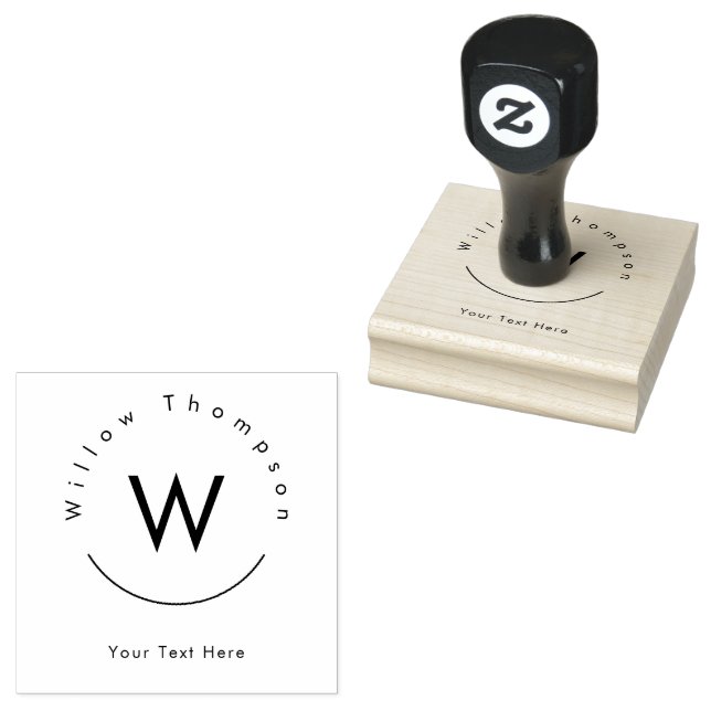 Mit Monogramm Minimalistisches Modern-Logo Gummistempel (Stempel)