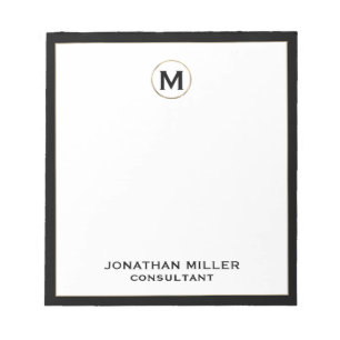 Mit Monogramm Minimalistisches Schwarz/Gold-Notepa Notizblock