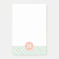 Mit Monogramm Minze und Korallendiamanten Ikat-Mus