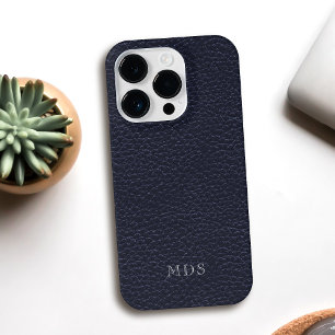 Mit Monogramm Mitternachtsblauer Imitat Leather Lo Case-Mate iPhone 14 Pro Hülle