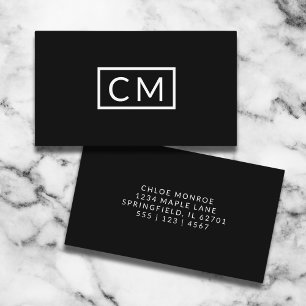 Mit Monogramm-modern Minimal Stilvoll Schwarz/Weiß Visitenkarte