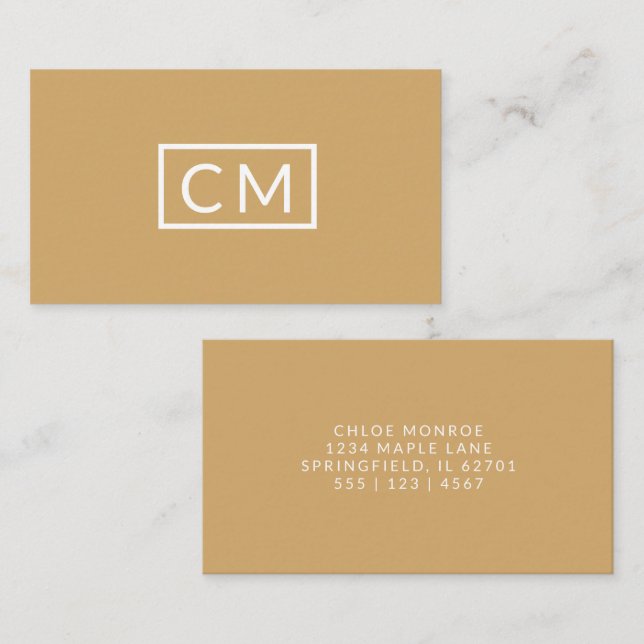 Mit Monogramm-modern-minimaler Senfgelb Visitenkarte (Vorne/Hinten)