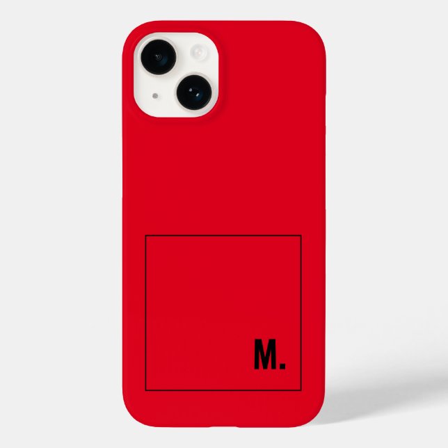 Mit Monogramm Modern Minimalistisch Red Black Init Case-Mate iPhone Hülle (Rückseite)