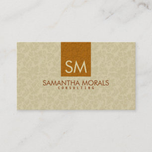 Mit Monogramm, moderne Beige & Braun Damaskus Visitenkarte