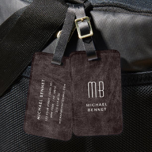Mit Monogramm moderne braune Imitate Leather Textu Gepäckanhänger