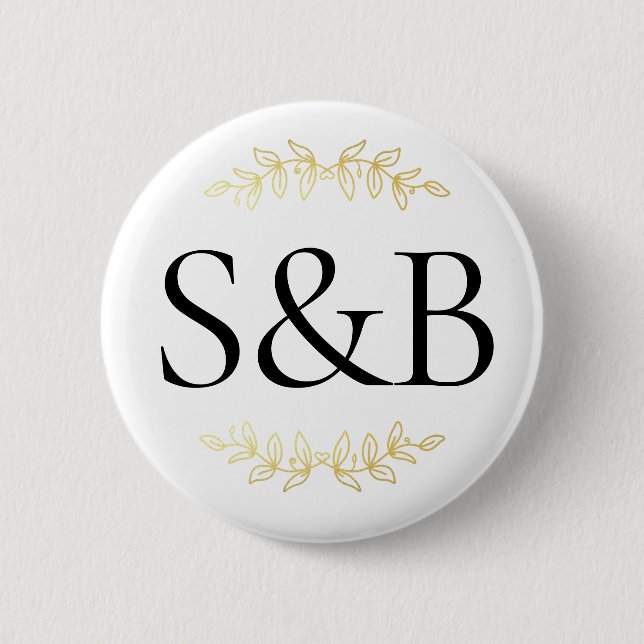 Mit Monogramm, moderne, einfache und Minimalistisc Button (Vorderseite)