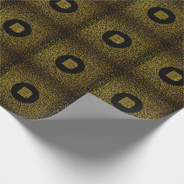 Mit Monogramm, moderne goldene Punkte schwarz Geschenkpapier