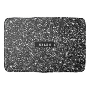 Mit Monogramm moderne Imitate Schwarzer Glitzer Badematte