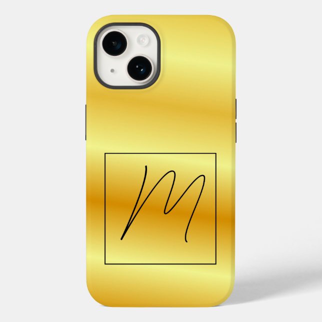 Mit Monogramm Moderne Schlichte Erstgoldfarbe Case-Mate iPhone Hülle (Rückseite)