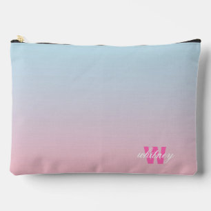 Mit Monogramm, moderner Chic Pink Blue Pastel Ombr Zubehörtasche