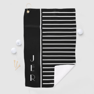 Mit Monogramm, moderner Sport in Schwarz und Weiß Golfhandtuch