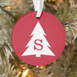 Mit Monogramm Moderner Weihnachtsbaum auf Rot Ornament