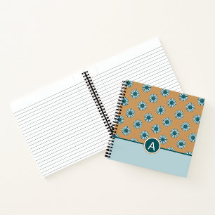 mit Monogramm Modernes Blumenmuster Blumenmuster Notizbuch