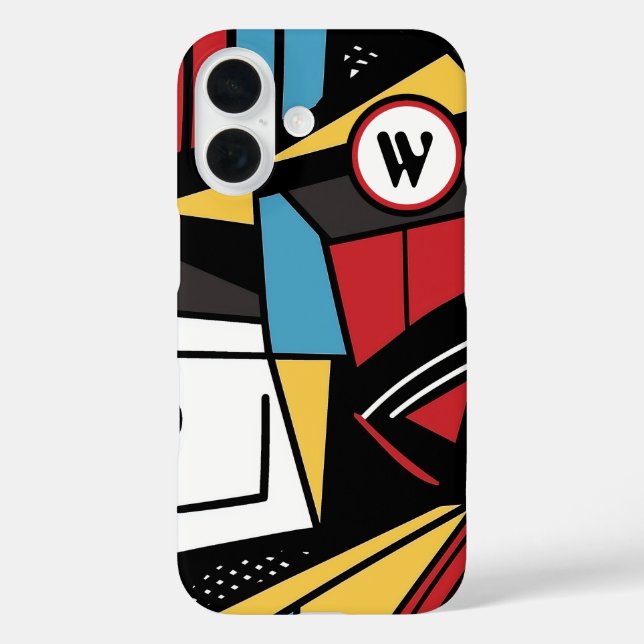 Mit Monogramm Modernes geometrisches Abstrakt Case-Mate iPhone Hülle (Rückseite)