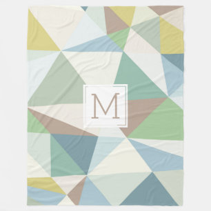 Mit Monogramm, modernes, geometrisches Design Fleecedecke