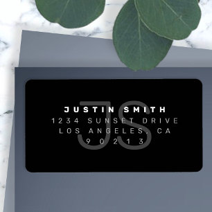 Mit Monogramm, modernes Rücksendesiegel Adressaufkleber