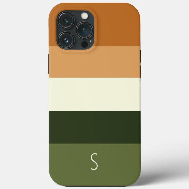 Mit Monogramm modernes Streifenmuster Case-Mate iPhone Hülle (Rückseite)