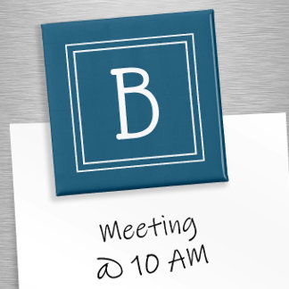 Mit Monogramm, modernes Template einfach blau Magnet