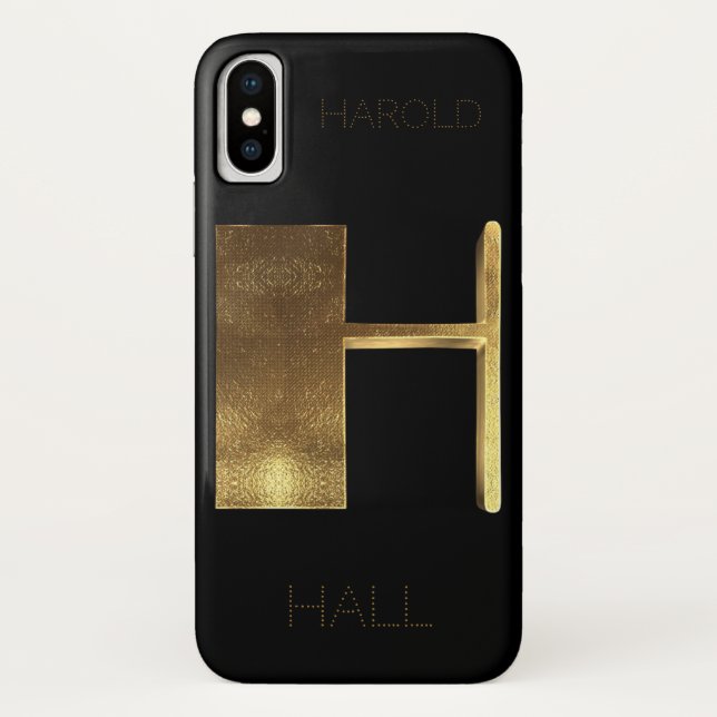 Mit Monogramm Monogramm Erstmaliges H-Gold Case-Mate iPhone Hülle (Rückseite)