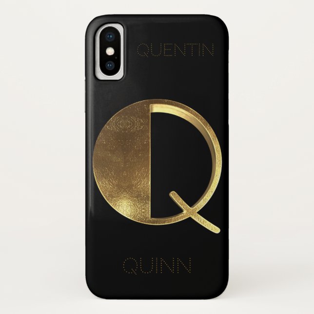 Mit Monogramm Monogramm Erstmaliges Q-Gold Case-Mate iPhone Hülle (Rückseite)