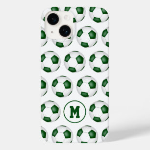 mit Monogramm Muster der grünen weißen Fußbälle Case-Mate iPhone 14 Hülle