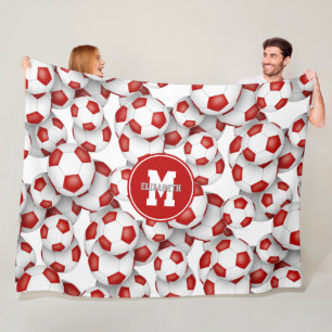 mit Monogramm Muster der weißen Fußballbälle Fleecedecke