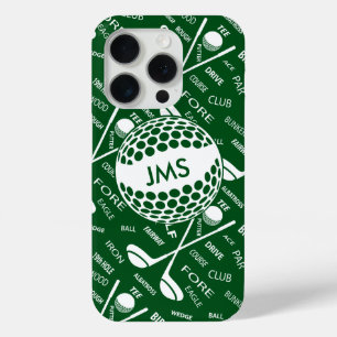 Mit Monogramm Muster für den Golfer iPhone 15 Pro Hülle