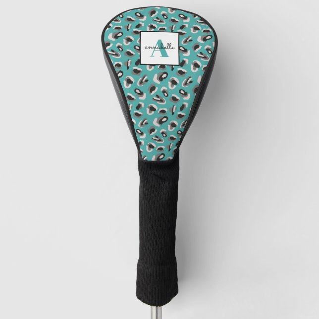 Mit Monogramm Muster für grüne Tierdrucke Golf Headcover (Vorderseite)