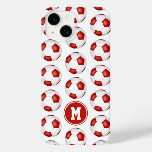 mit Monogramm Muster von weißen Fußballbällen Case-Mate iPhone 14 Hülle