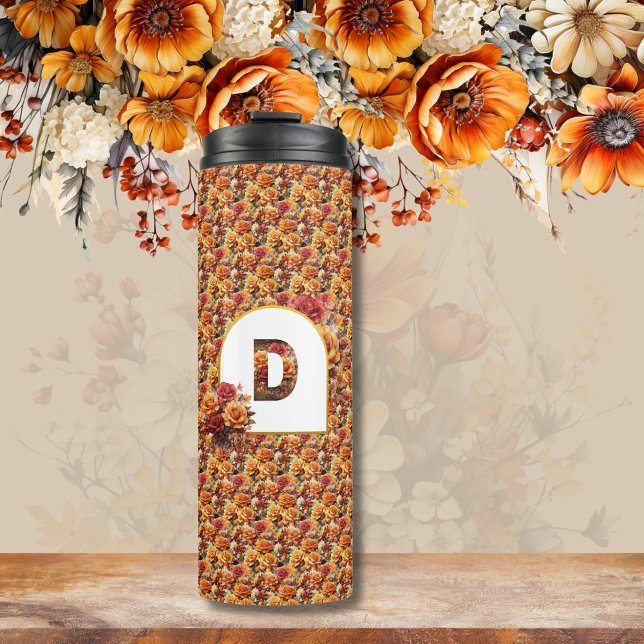 Mit Monogramm Mutter Oma Birthday Fall Floral Thermosbecher (Von Creator hochgeladen)