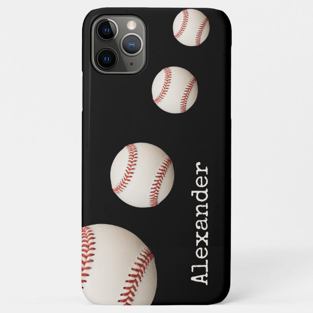 Mit Monogramm Name Baseball Black Sport Case-Mate iPhone Hülle (Rückseite)