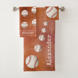 Mit Monogramm Name Baseball Softball Sport Bad Badhandtuch Set