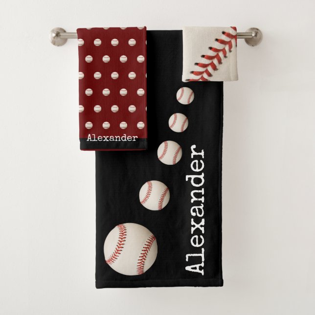 Mit Monogramm Name Baseball Softball-Sportbadezett Badhandtuch Set (Insitu)