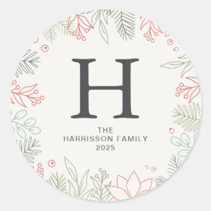 Mit Monogramm Name der Blumenfamilie Runder Aufkleber
