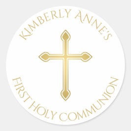 Mit Monogramm Name des ersten Kommunalgoldkreuzes Runder Aufkleber