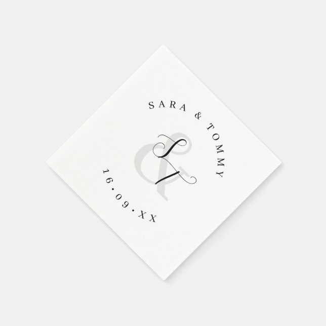 Mit Monogramm Name Elegante Hochzeit Serviette (Ecke)