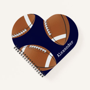 Mit Monogramm Name Football Navy Blue Notebook Notizbuch