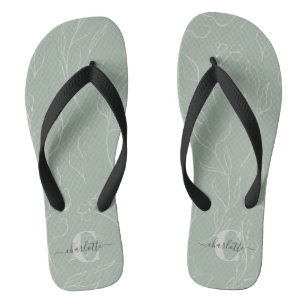 Mit Monogramm Name für botanische Schriftzeichen Flip Flops