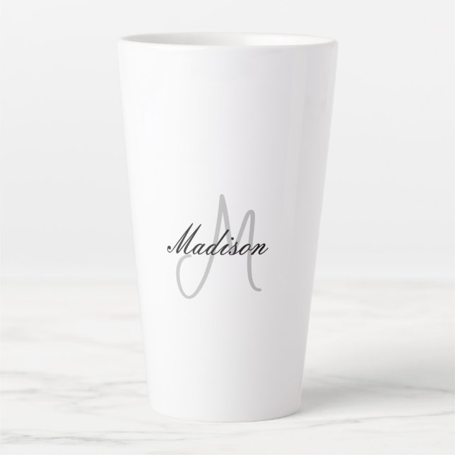 Mit Monogramm Name für moderne Handschrift Milchtasse (Vorderseite)