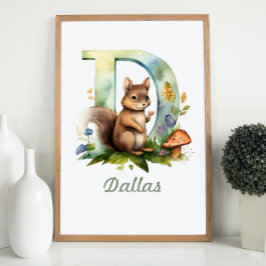 Mit Monogramm Name Kinderzimmer Poster Woodland Le