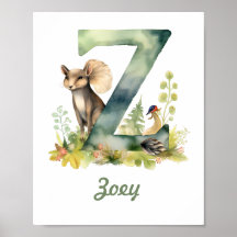 Mit Monogramm Name Kinderzimmer Poster Woodland Le
