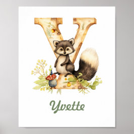 Mit Monogramm Name Kinderzimmer Poster Woodland Le