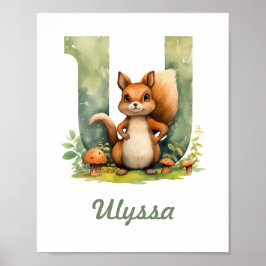 Mit Monogramm Name Kinderzimmer Poster Woodland Le