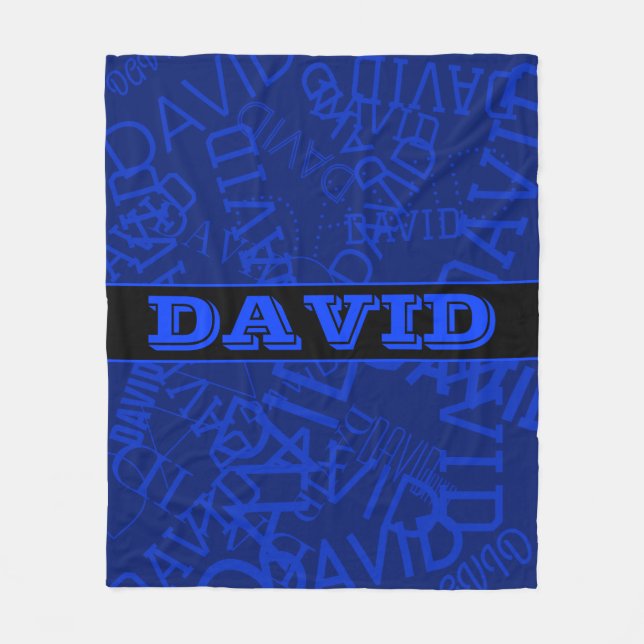Mit Monogramm Name mit Namenssammlung in marinebla Fleecedecke (Vorderseite)
