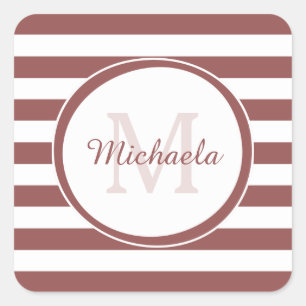 Mit Monogramm Name Preppy Dick Indian Red Strips Quadratischer Aufkleber